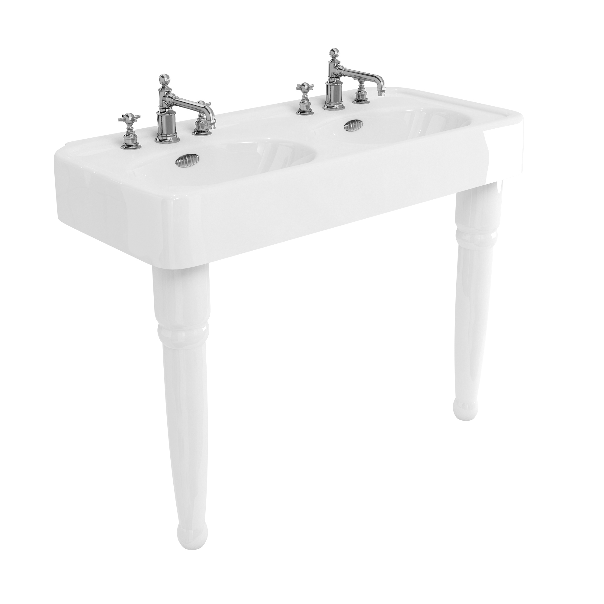 Arcade 1200mm basin with chrome overflow & ceramic console legs